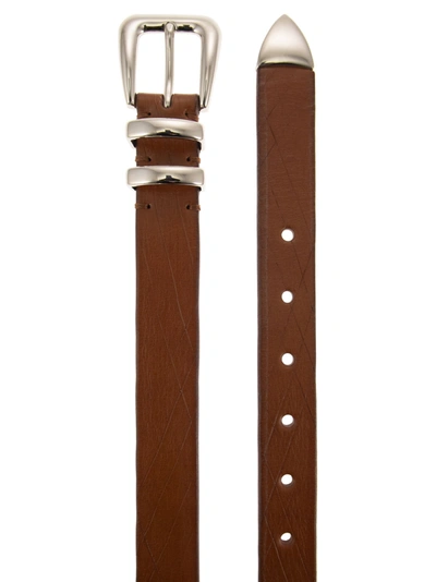 Shop Brunello Cucinelli Leather Scratched Belt With Tip