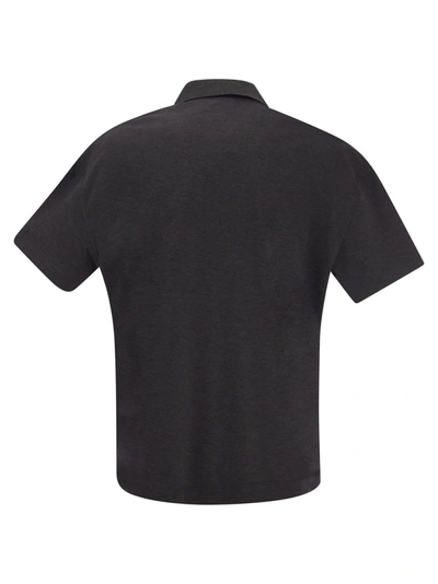 Shop Brunello Cucinelli Lightweight Cotton Jersey Polo Shirt With Precious Button Tab