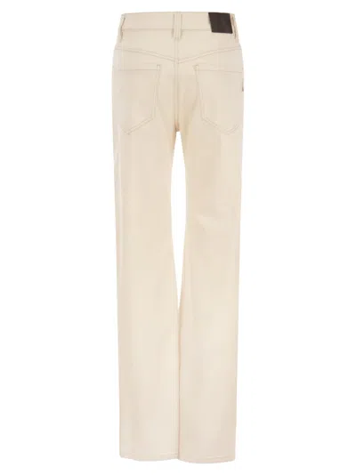 Shop Brunello Cucinelli Loose Trousers In Garment Dyed Comfort Denim With Shiny Tab