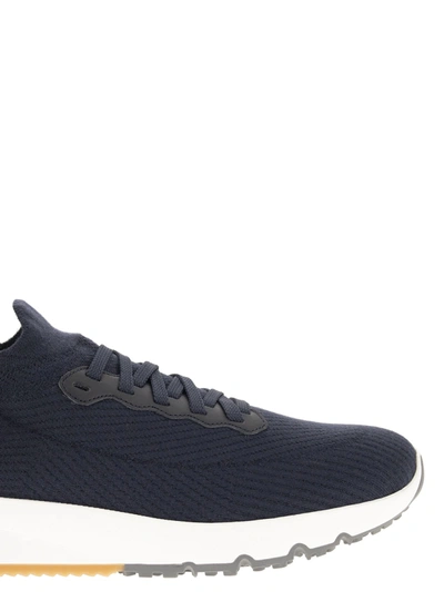 Shop Brunello Cucinelli Runners In Cotton Knit And Semi Glossy Calf Leather