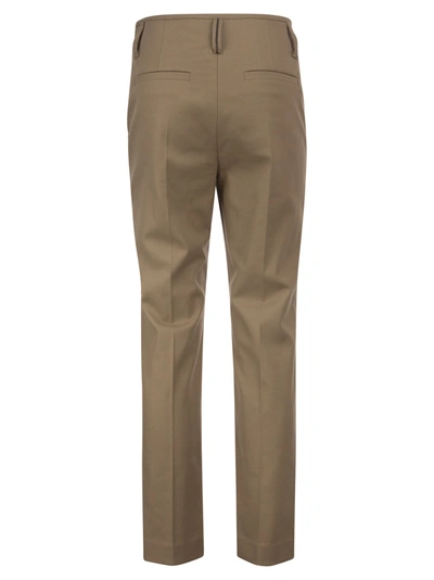 Shop Brunello Cucinelli Stretch Cotton Cover Up Wide Corset Trousers With Necklace