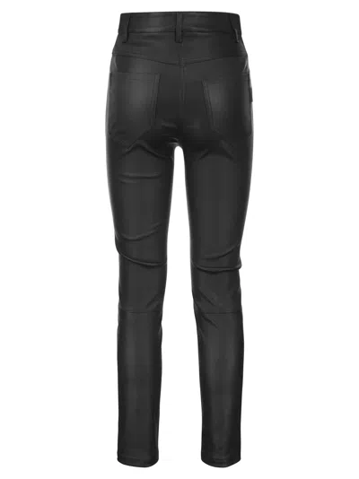 Brunello Cucinelli Stretch Nappa Leather Slim Trousers With Shiny Tab