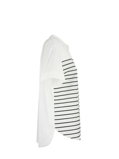 Shop Brunello Cucinelli Stretch Cotton Poplin T Shirt With Shiny Stripes