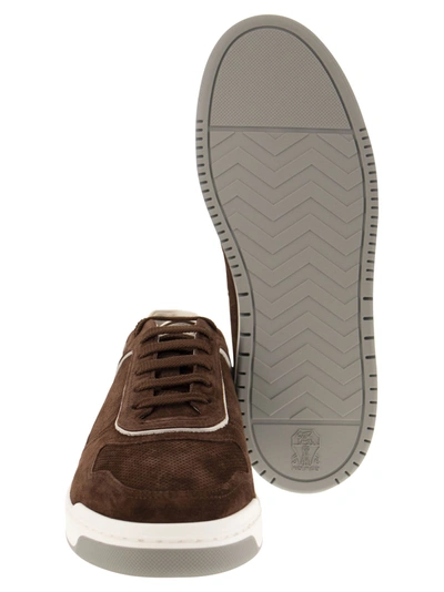 Shop Brunello Cucinelli Suede Leather Sneakers