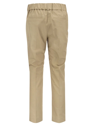 Shop Brunello Cucinelli Tailored Stretch Twill Cotton Jogger Trousers