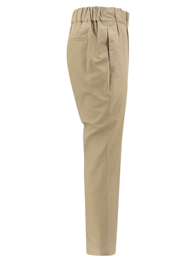 Shop Brunello Cucinelli Tailored Stretch Twill Cotton Jogger Trousers