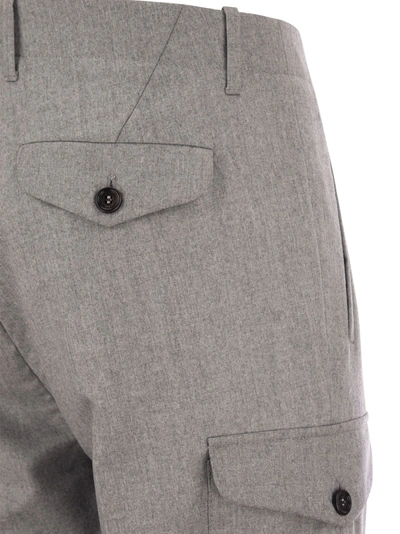 Shop Brunello Cucinelli Virgin Wool Trousers With Cargo Pockets And Bottom Zip