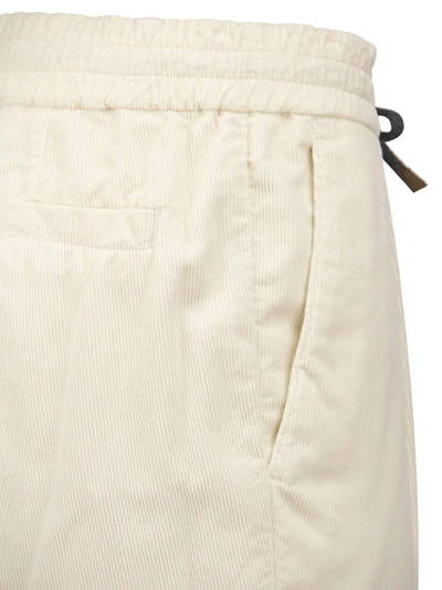 Shop Brunello Cucinelli Velvet Trousers With Drawstrings