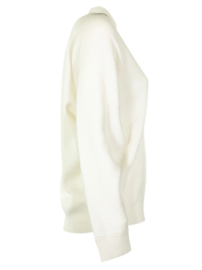 Shop Brunello Cucinelli White V Neck Sweater Cashmere Sweater With Monili