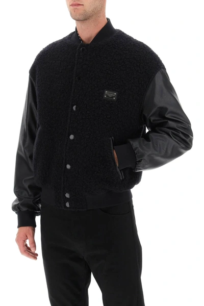 Shop Dolce & Gabbana Wool Teddy Bomber Jacket