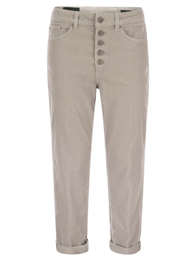 Shop Dondup Koons Multi Striped Velvet Trousers With Jewelled Buttons