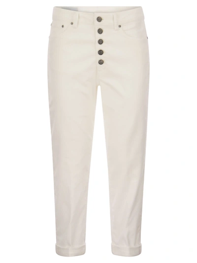 Shop Dondup Koons Multi Striped Velvet Trousers With Jewelled Buttons