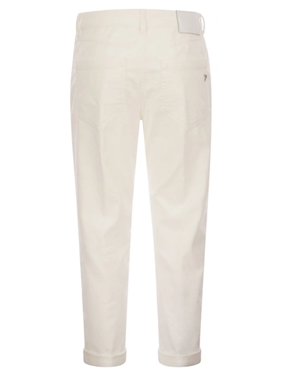 Shop Dondup Koons Multi Striped Velvet Trousers With Jewelled Buttons