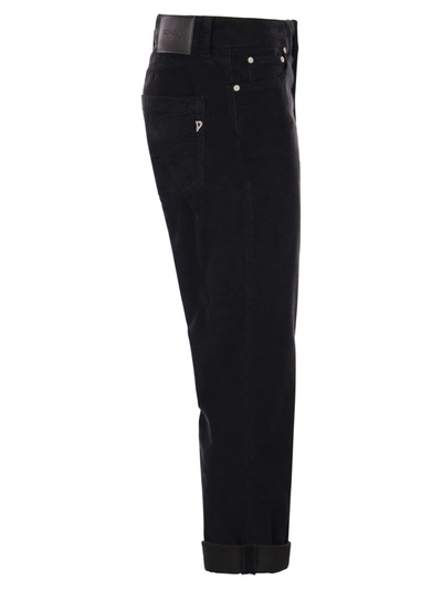 Shop Dondup Koons Multi Striped Velvet Trousers With Jewelled Buttons