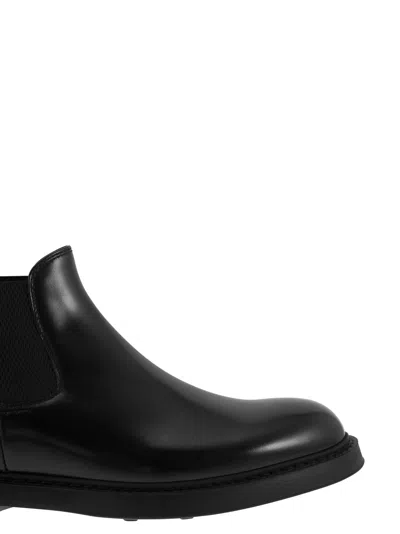 Doucal's Black Leather Ankle Boot