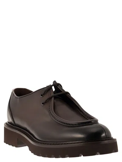 Doucal's Man Lace-up Shoes Dark Brown Size 8 Soft Leather In Brown