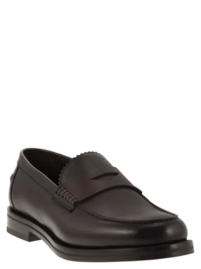Shop Doucal's Leather Penny Loafer