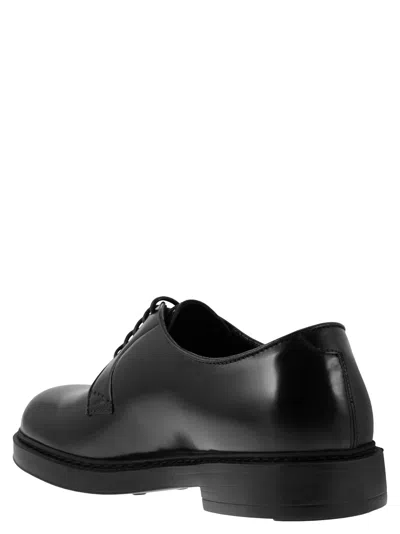Doucal's Classic Black Derby Shoes Polished Finish In Calf Leather Man