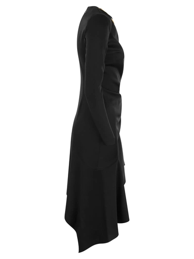 Shop Elisabetta Franchi Asymmetrical Crepe Round Neck Dress