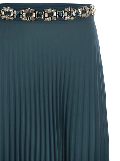 Shop Elisabetta Franchi Long Pleated Georgette Skirt With Embroidery