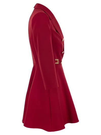 Shop Elisabetta Franchi Robe Manteau In Double Crepe With Godet Skirt