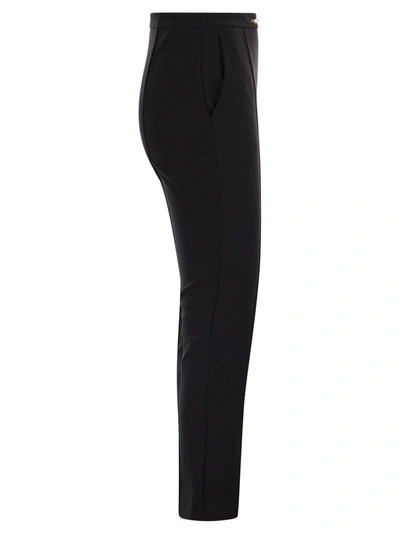 Shop Elisabetta Franchi Straight Trousers In Bi Elastic With Clamping