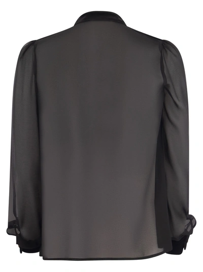 Shop Elisabetta Franchi Viscose Shirt With Velvet Plastron