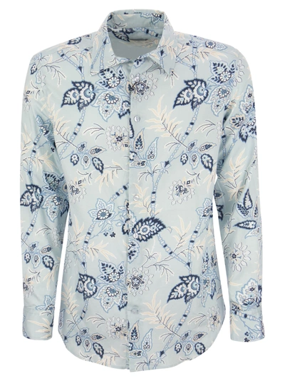 Shop Etro Jacquard Shirt With Floral Pattern