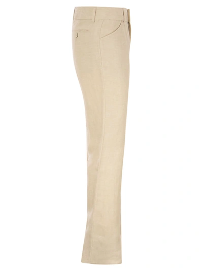 Shop Etro Linen Bootcut Trousers