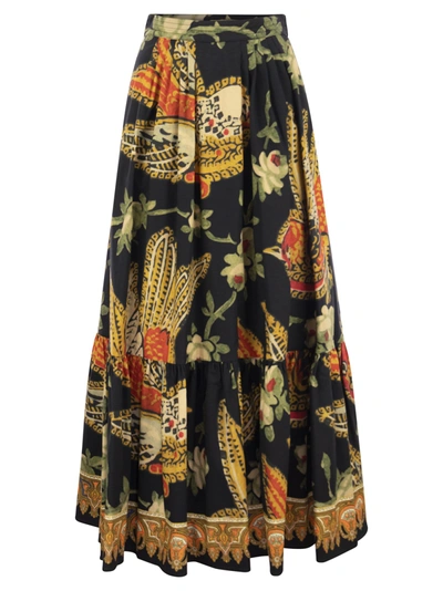 Shop Etro Long Skirt In Cotton Poplin