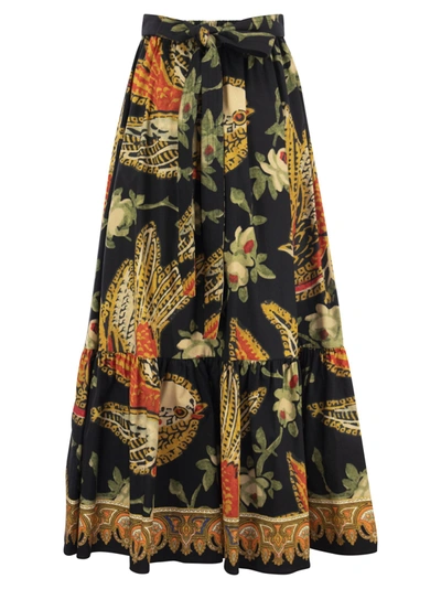 Shop Etro Long Skirt In Cotton Poplin