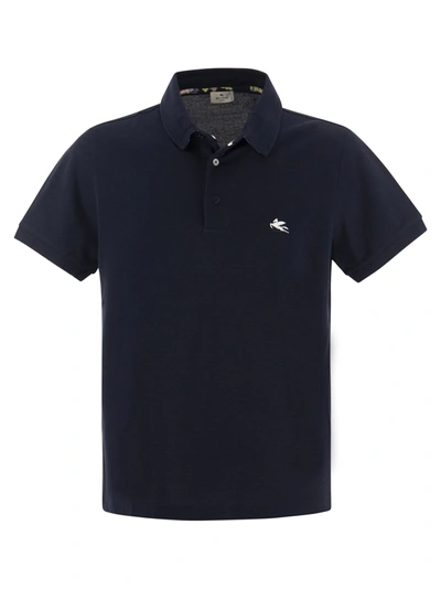 Shop Etro Piqué Polo Shirt With Pegasus