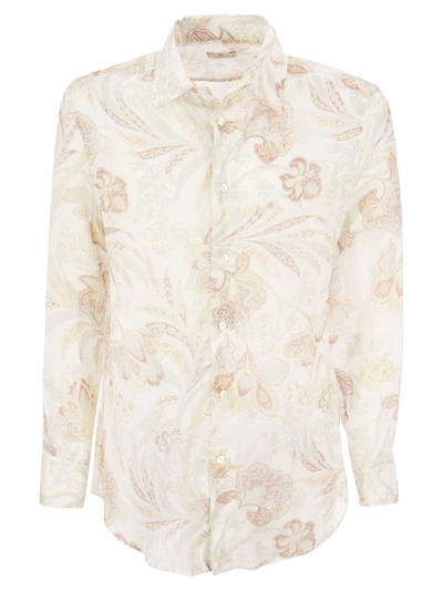 Shop Etro Ramie Shirt With Floral Print