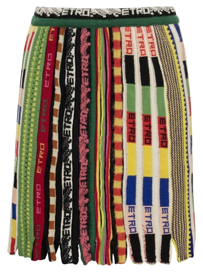 Shop Etro Rainbow Jacquard Knit Skirt