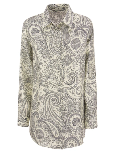 Shop Etro Silk Shirt With Paisley Print