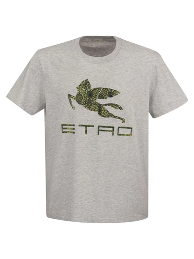 Shop Etro T Shirt With Logo And Pegasus