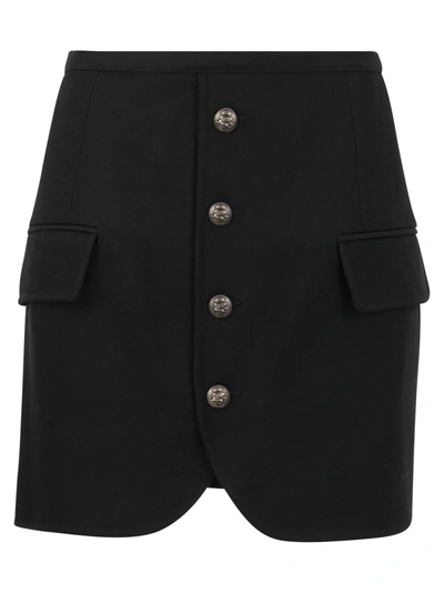 Shop Etro Wool Skirt With Pegasus Buttons