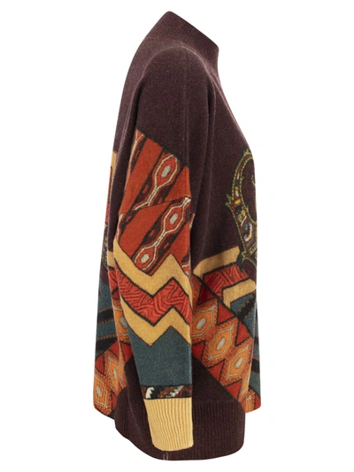 Shop Etro Wool Sweater With Patchwork Print