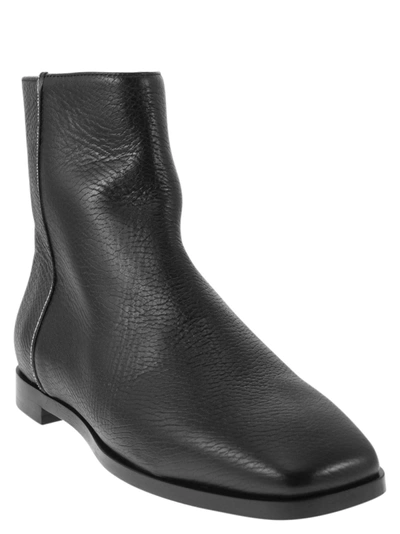Shop Fabiana Filippi Grained Leather Ankle Boots