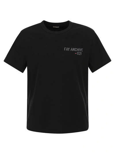 Shop Fay Crew Neck T Shirt With Logo