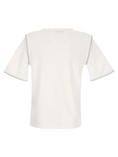 Shop Fay T Shirt With Contrast Stitching