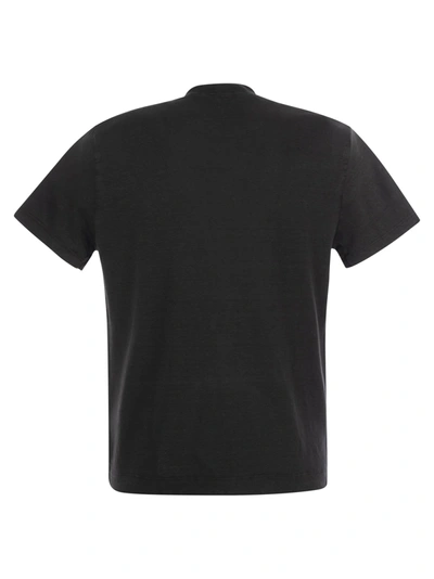 Fedeli Ribbed Hem Short Sleeves Textured Pattern In Black