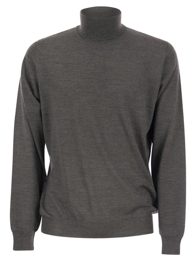 Fedeli Turtleneck Sweater In Virgin Wool In Gray
