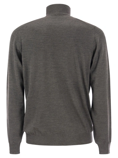 Fedeli Turtleneck Sweater In Virgin Wool In Gray