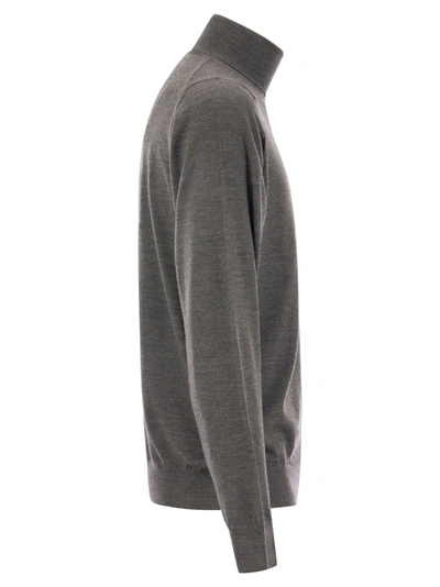 Fedeli Turtleneck Sweater In Virgin Wool In Gray