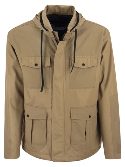 Shop Herno Field Jacket In Cotton Gabardine