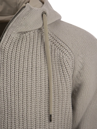 Shop Herno Wool Knit Bomber Jacket Reversible