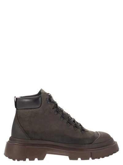 Shop Hogan Greased Nubuck Leather Ankle Boot