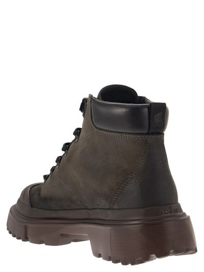 Shop Hogan Greased Nubuck Leather Ankle Boot