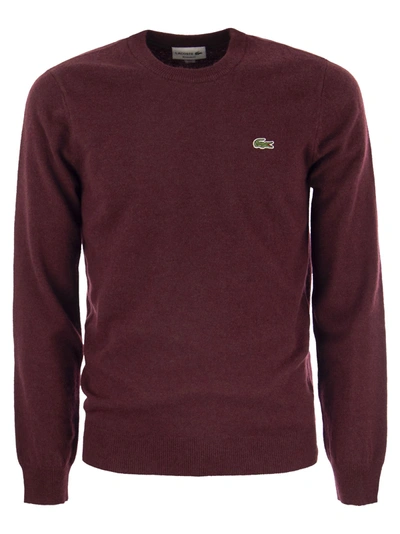 Shop Lacoste Crew Neck Pullover In Wool Blend